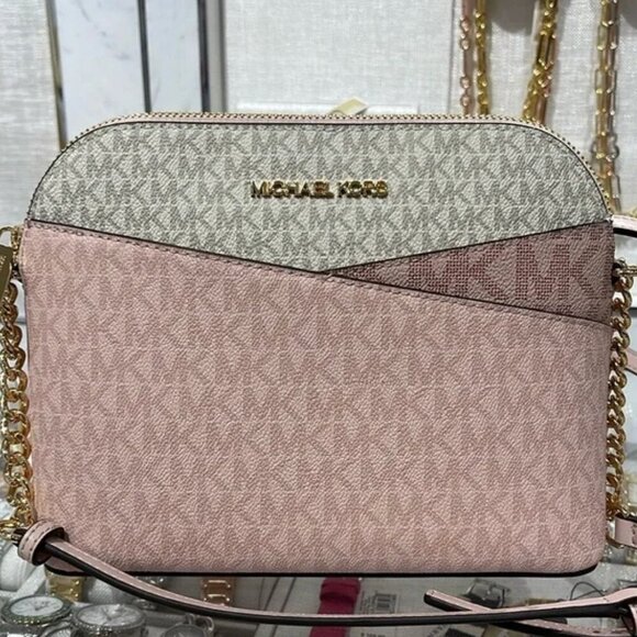Michael Kors Jet Set Travel Medium Color-Block Crossbody Bag Blush Pink NWT - Picture 1 of 5